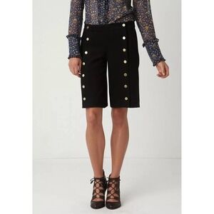 ELEVENSES Anthropologie Women's 6 Black Fall Winter Gold Button Lined Shorts